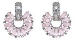 White Rhodium Plated Baby Pink Earrings