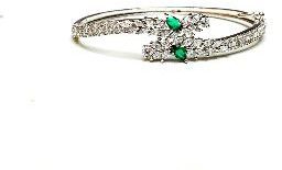 White Rhodium Plated Emerald Green Bracelet