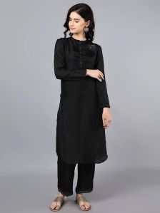 Ladies Cupro Silk Black Kurta