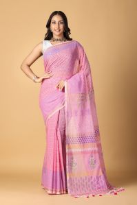 block printed cotton sarees