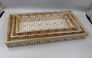 Enamel Epoxy Coated MDF Tray Set of 3