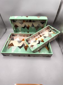 Enamel Epoxy Coated MDF Tray Set of 3