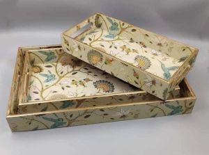 Enamel Epoxy Coated MDF Tray Set of 3