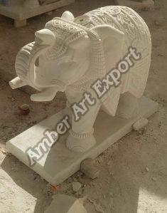 White Marble Elephant Statue