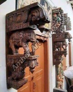 Wooden door and wall brackets