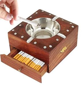 Wooden Drawer Cigarette Ashtray