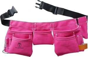 11, Pocket Woman Pink Leather Suede Tool Belt