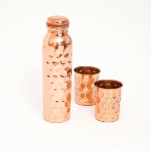 Copper Diamond Water Bottle With Glass Set