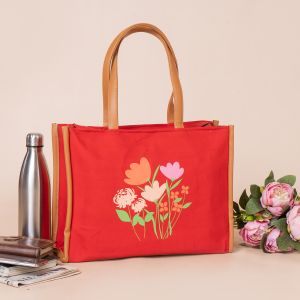 ED182 Floral Print Canvas Tote Bag