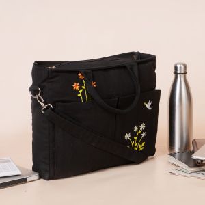 Embroidered Canvas Laptop Bag