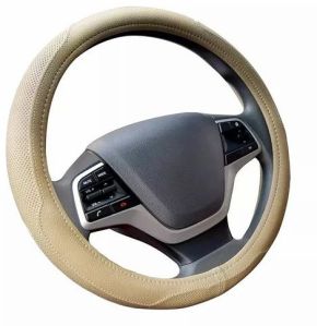 Leather Beige Car Steering Wheel Cover