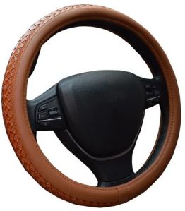 Leather Brown Car Steering Wheel Cover