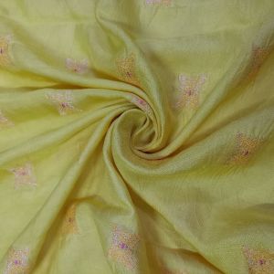 Butter Yellow Jamawar Silk Fabric