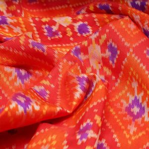 Red Ikat Silk Fabric