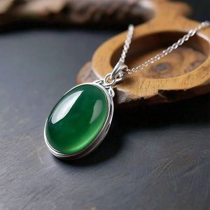 Anthea Sterling Silver Small Real Green Jade Pendant