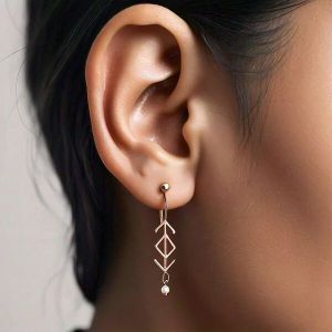 Awilix Rose Gold Long Dangle Pearl Drop Earrings for Women