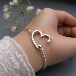 Charis Sterling Silver Friendship Love Heart Kada Bracelet