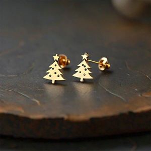 Cleta Gold Star Little Debbie Christmas Tree Stud Earrings