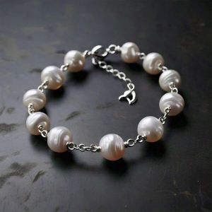 Cyrene Sterling Silver Real Natural Small Pearl Beads Bracelet