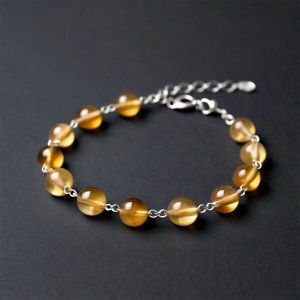 Ilithiya Sterling Silver Citrine Crystal Beads Stone Bracelet