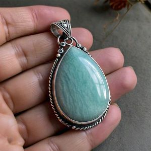 Isis Large 925 Sterling Silver Antique Amazonite Pendant