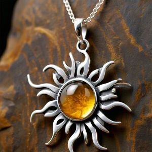 Maia Handmade Sterling Silver Sun Citrine Pendant