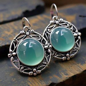 Niamh Real Aquamarine Stone Circle Hoop Earrings For Women