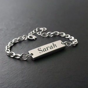 Nona Your Personal Custom Men's & Ladies Silver Engraved Name Bracelet