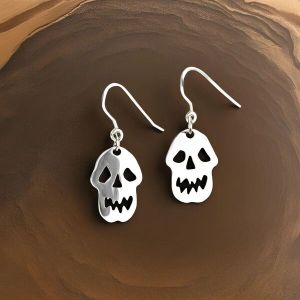 Victoria Skull Sterling Silver Halloween Earrings