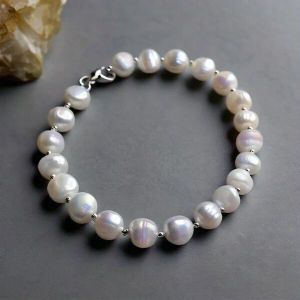 Viva Small Real Natural Pearl Beads Sterling Silver Bracelet