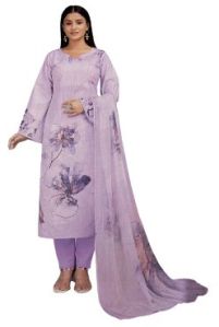 Cambric Cotton Lavendar Digital Print Suit with Pure Bemberg Dupatta