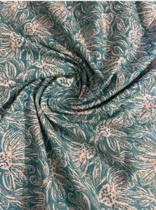 cream all over print cotton beetle green fabric