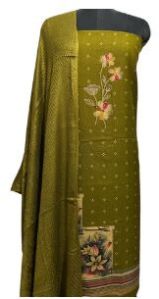 Elegant Mehndi Green Winter Shawl Suit with Digital Print