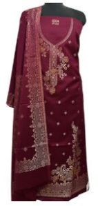 Elegant Pink Kani Work Woolen Suit