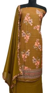 Floral Elegance Mustard Lizibizi Suit with Pure Mul Cotton Dupatta