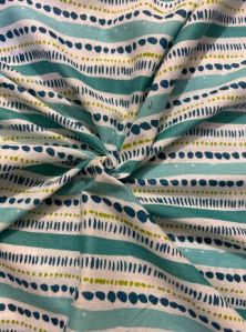 Green and White Stripped Cotton Fabric