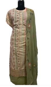 Multicolored Cotton Suit with Hand-Painted Dupatta