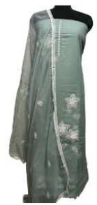 Pastel Green Linen Embroidered Suit with Soft Cotadoria Dupatta