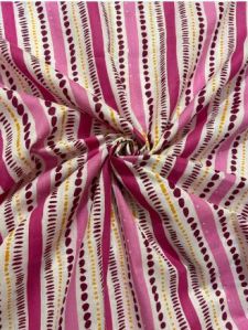 Pink and White Stripped Cotton Fabric