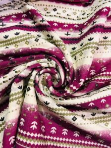 Purple And Cream Cotton Geometric Fabric