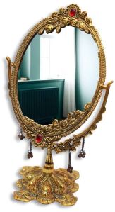 Antique Brass Mirror with Stand