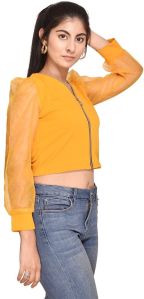 Front Zipped Yellow Top for Summer