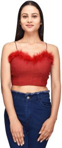 FURRY LINED RED TANK TOP