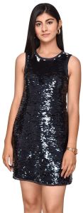 Glittery Party Black Dress For Women