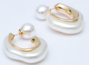 KOREAN PEARL WHITE GOLD TOUCH EARRINGS FOR WOMAN