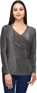 SILVER FULL SLEEVES TOP FOR WOMEN