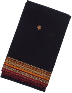 Black Handloom Diamond Buttas Kanchi Ladies Cotton Saree