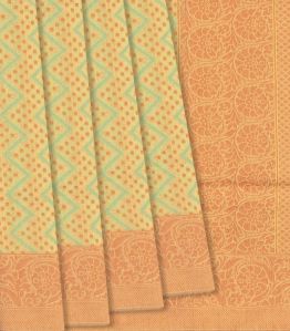 Cardamom Green Handloom Banarasi Cotton Saree with Chevron Motifs