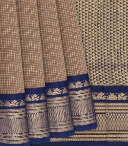 Checks Brown Handloom Chirala Silk Cotton Saree