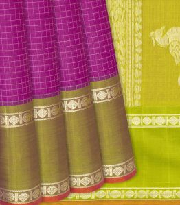 Checks Pink Handloom Chirala Silk Cotton Ladies Saree